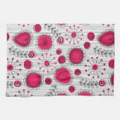 Weiße und rötliche Herzen und Blume mit Blumenmust Handtuch (Horizontal)