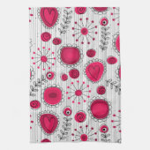 Weiße und rötliche Herzen und Blume mit Blumenmust Handtuch (Vertikal)