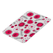 Weiße und rötliche Herzen und Blume mit Blumenmust Magnet (Linke Seite)