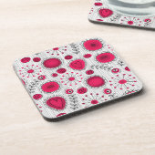 Weiße und rötliche Herzen und Blume mit Blumenmust Untersetzer (Linke Seite)