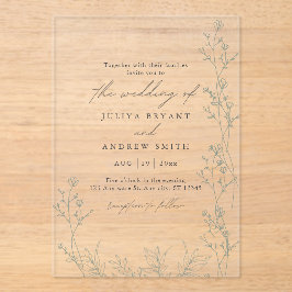 Weiße und sagengrüne Skripthochzeit Acryleinladungen