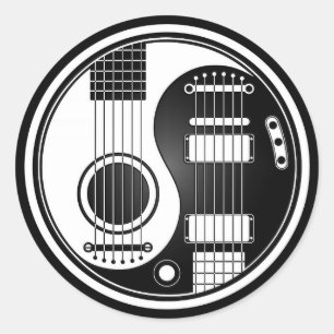 Weiße und schwarze akustische E-Gitarren Yin Yang Runder Aufkleber
