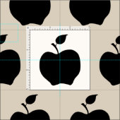 Weiße und schwarze Äpfel Stoff (Kachel)