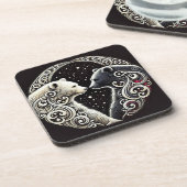 Weiße und schwarze Bären im Yin Yang-Design Getränkeuntersetzer (Linke Seite)