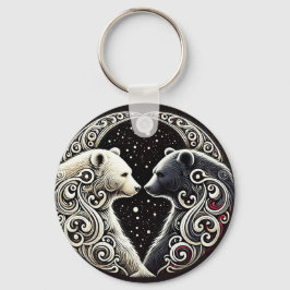 Weiße und schwarze Bären im Yin Yang-Design Schlüsselanhänger