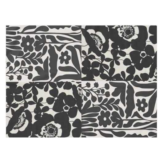 weiße und schwarze Blumendecke Tischdecke (Vorderseite (Horizontal))