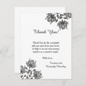 Weiße und schwarze Blumenebene 4x5 danken Ihnen zu Dankeskarte (Vorne/Hinten)