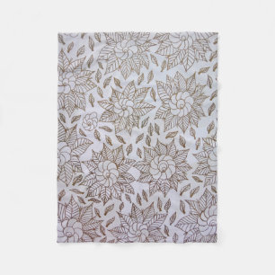 Weiße und schwarze Blumentextilien Fleecedecke