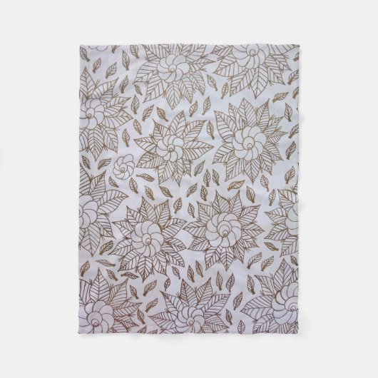 Weiße und schwarze Blumentextilien Fleecedecke (Vorderseite)