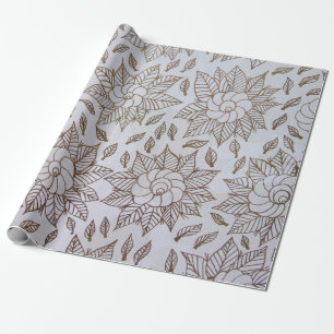 Weiße und schwarze Blumentextilien Geschenkpapier