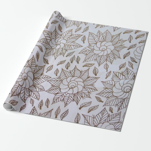 Weiße und schwarze Blumentextilien Geschenkpapier (Ungerollt)
