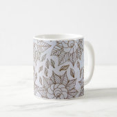 Weiße und schwarze Blumentextilien Kaffeetasse (VorderseiteRechts)