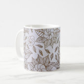 Weiße und schwarze Blumentextilien Kaffeetasse (Vorderseite Links)