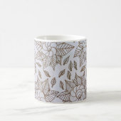 Weiße und schwarze Blumentextilien Kaffeetasse (Mittel)