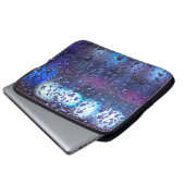 Weiße und schwarze Blumentextilien Laptopschutzhülle (Vorne Knopf)