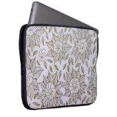 Weiße und schwarze Blumentextilien Laptopschutzhülle (Vorne Rechts)