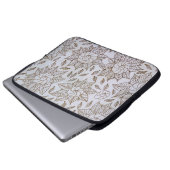 Weiße und schwarze Blumentextilien Laptopschutzhülle (Vorne Knopf)