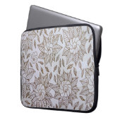 Weiße und schwarze Blumentextilien Laptopschutzhülle (Vorderseite Links)