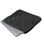 Weiße und schwarze Blumentextilien Laptopschutzhülle (Vorne Knopf)