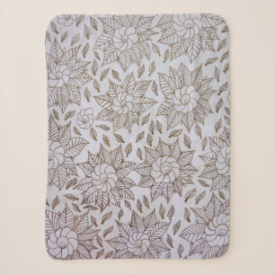 Weiße und schwarze Blumentextilien Sherpadecke