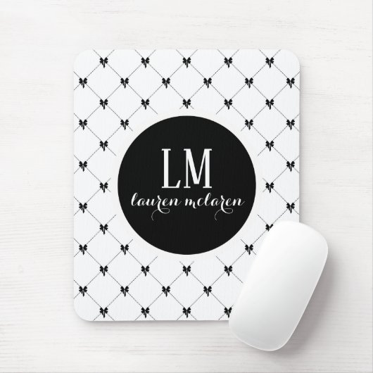 Weiße und schwarze Bogenmonogramm Mousepad (Mit Mouse)