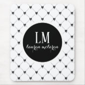 Weiße und schwarze Bogenmonogramm Mousepad (Vorne)