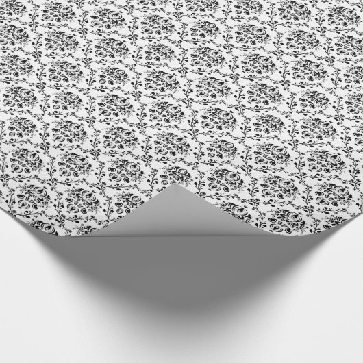 Weiße und schwarze Damaskus Geschenkpapier (Ecke)