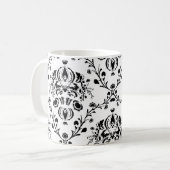 Weiße und schwarze Damaskus Kaffeetasse (Vorderseite Links)
