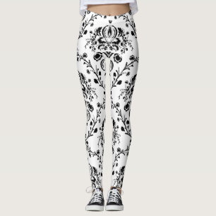Weiße und schwarze Damaskus Leggings