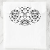 Weiße und schwarze Damaskus Ovaler Aufkleber (Tasche)