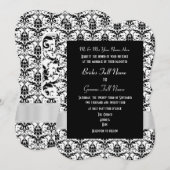 Weiße und schwarze Damast formale Hochzeit Einladung (Vorne/Hinten)