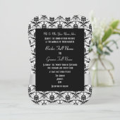 Weiße und schwarze Damast formale Hochzeit Einladung (Stehend Vorderseite)