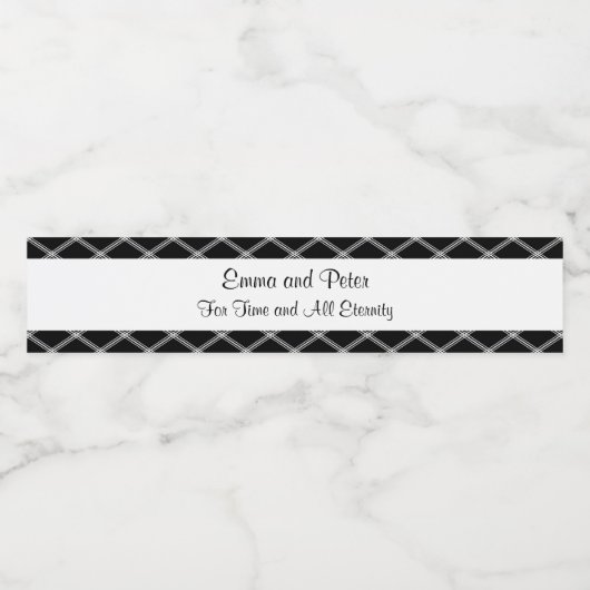 Weiße und schwarze Diamanten Romantisches Gefühl Wasserflaschenetikett (Einzelnes Label)