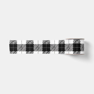Weiße und schwarze Fischgrät-Tartan-Schleife Satinband