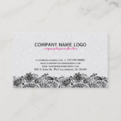 Weiße und schwarze Flora Paisley Lace Visitenkarte (Rückseite)