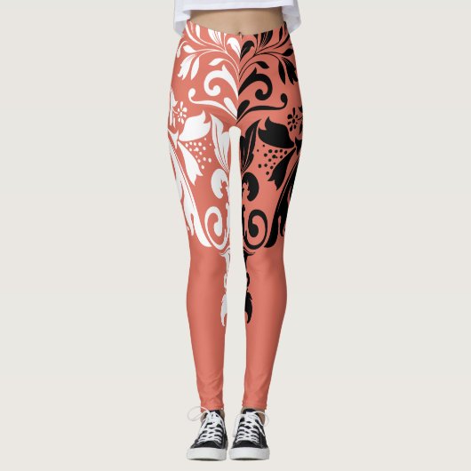 Weiße und schwarze Girl-Wirbel Leggings (Vorderseite)