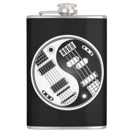 Weiße und schwarze Gitarre und Bass-Yin Yang Flachmann