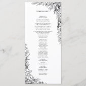 Weiße und schwarze Grünpflanzen Hochzeitsflat Programm (Rückseite)