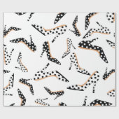 Weiße und schwarze High Heels Geschenkpapier (Flach)