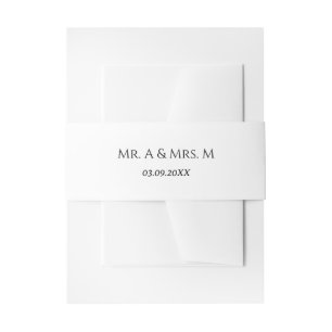 Weiße und schwarze Hochzeitsnamen und Datum-Bauchb Einladungsbanderole