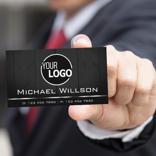 Weiße und schwarze Holzkarten Logo-Logos für das H Visitenkarte