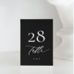 Weiße und schwarze Kalligraphie Moderne Hochzeit Tischnummer<br><div class="desc">Weiß und Schwarz Kalligrafie Moderne Hochzeitsstimmung - modern und eindrucksvoll - Teil einer Sammlung</div>