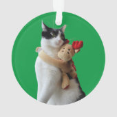 Weiße und schwarze Katze & Rentierspielzeug Ornament (Rückseite)