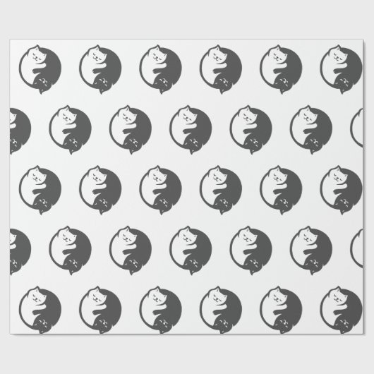 Weiße und schwarze Katze Yin-Yang - Wählen Sie die Geschenkpapier (Flach)