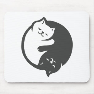 Weiße und schwarze Katze Yin-Yang - Wählen Sie die Mousepad