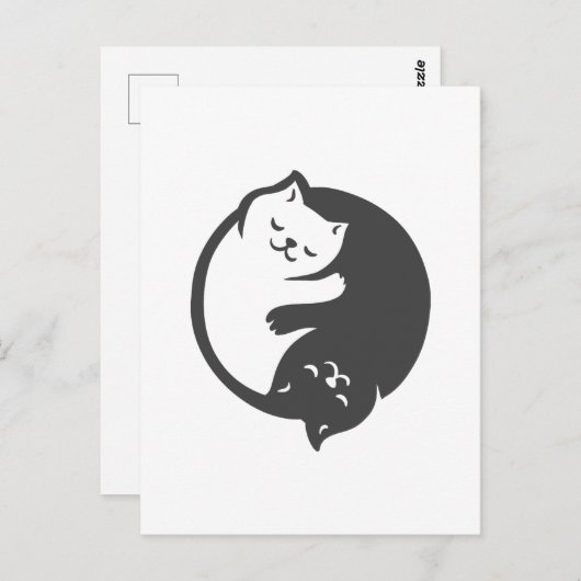 Weiße und schwarze Katze Yin-Yang - Wählen Sie die Postkarte (Vorne/Hinten)