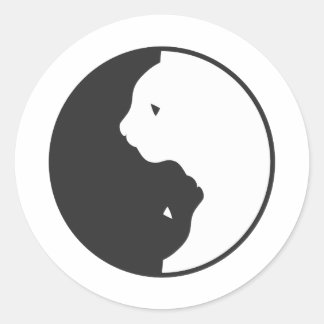 Weiße und schwarze Katzenharmonie - Rücken Farbe w Runder Aufkleber