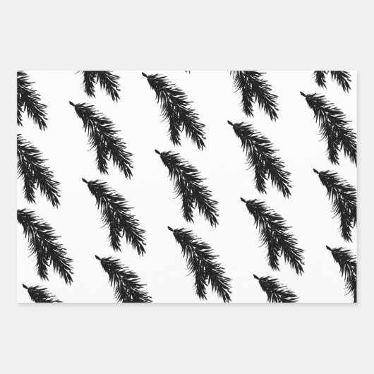 Weiße und schwarze Kiefernzweige Geschenkpapier Set (Vorderseite 2)