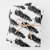 Weiße und schwarze Kiefernzweige Geschenkpapier Set (Beispiel)