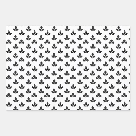 Weiße und schwarze Klee Geschenkpapier Set (Vorderseite 2)